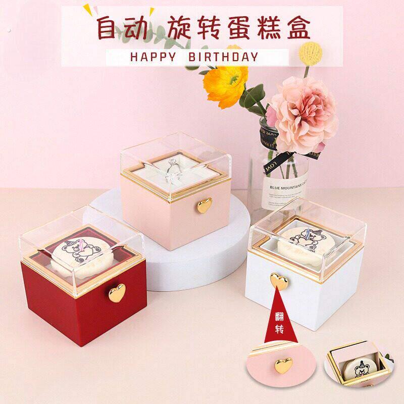 吹蜡烛翻转礼物盒新款惊喜翻转蛋糕蜡烛首饰戒指项链自动旋转礼盒