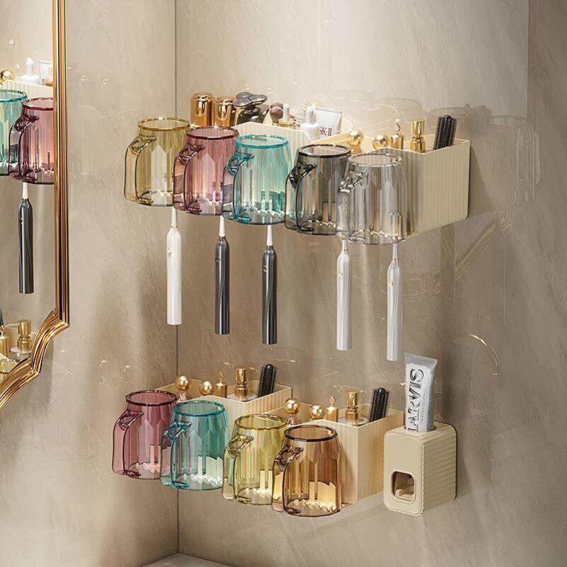 牙刷置物架磁吸漱口杯壁挂式免打孔卫生间电动牙刷架牙杯架牙刷缸