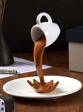 高档咖啡流水创意马克杯摆件房间装饰品艺术恶搞小摆件高级感小众