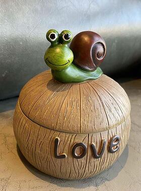 创意烟灰缸带盖子高级感小众可爱个性树脂家用客厅办公室网红收灰