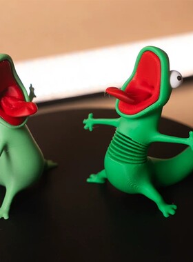 创意 3D 打印咆哮蜥蜴玩偶卡通风搞怪发疯桌面小摆件趣味收藏手办