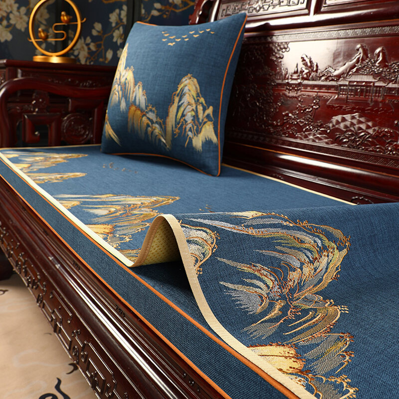 中式沙发套罩防滑红木家具坐垫高级感实木罗汉床盖巾防尘盖布定制