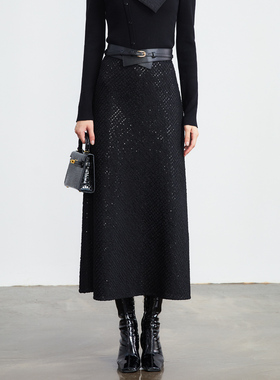 姚领YAOLY黑色半裙825M42914