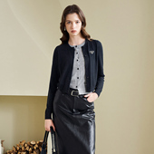 姚领YAOLY深灰色针织开衫 881M31753