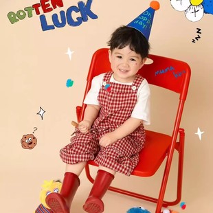 潮 长裤 男女童超可爱格子背带裤 摄影画报儿童拍照洋气设计感甜美裤