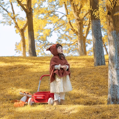 毛衣女童亲肤宽松摄影服装慵懒风甜美斗篷披肩外套艺术高级设计感