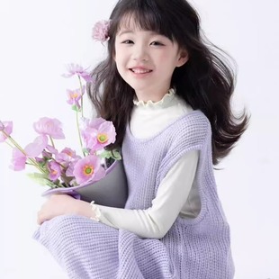 清新舒适女童针织连衣裙气质摄影拍照女孩百搭小香风背心裙两件套