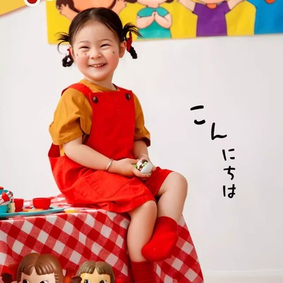 牛仔背带短裤裤夏薄款男女儿童红色摄影服装艺术口袋幼儿弹力可爱