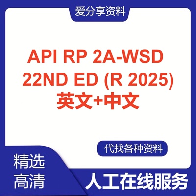 API RP 2A-WSD 22ND ED (R 2025)英文中文翻译标准规范查询服务