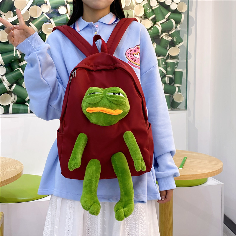 大学生悲伤蛙丑萌双肩包女