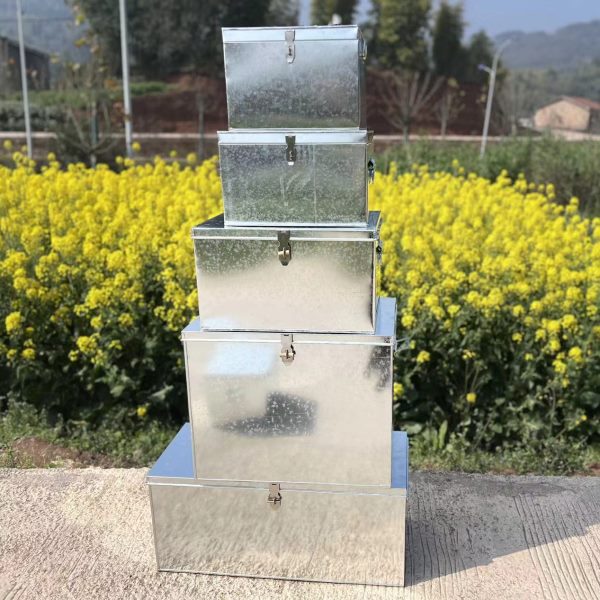 加厚镀锌白铁皮箱五金工具箱大号铁箱铁皮储物箱长方形收纳箱定做
