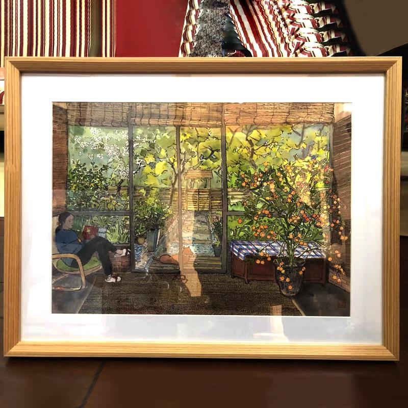 OF9D实木大相框挂墙A3a4海报摆台原木16寸装裱画框拼图框定 制任