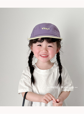 makesoo儿童帽子春夏烫标字母包边透气鸭舌帽秋季速干个性棒球帽