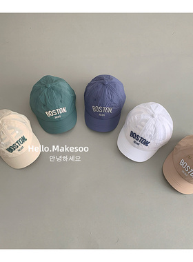 ins夏季男宝宝太阳帽小童简约字母短沿棒球帽薄款速干女宝鸭舌帽