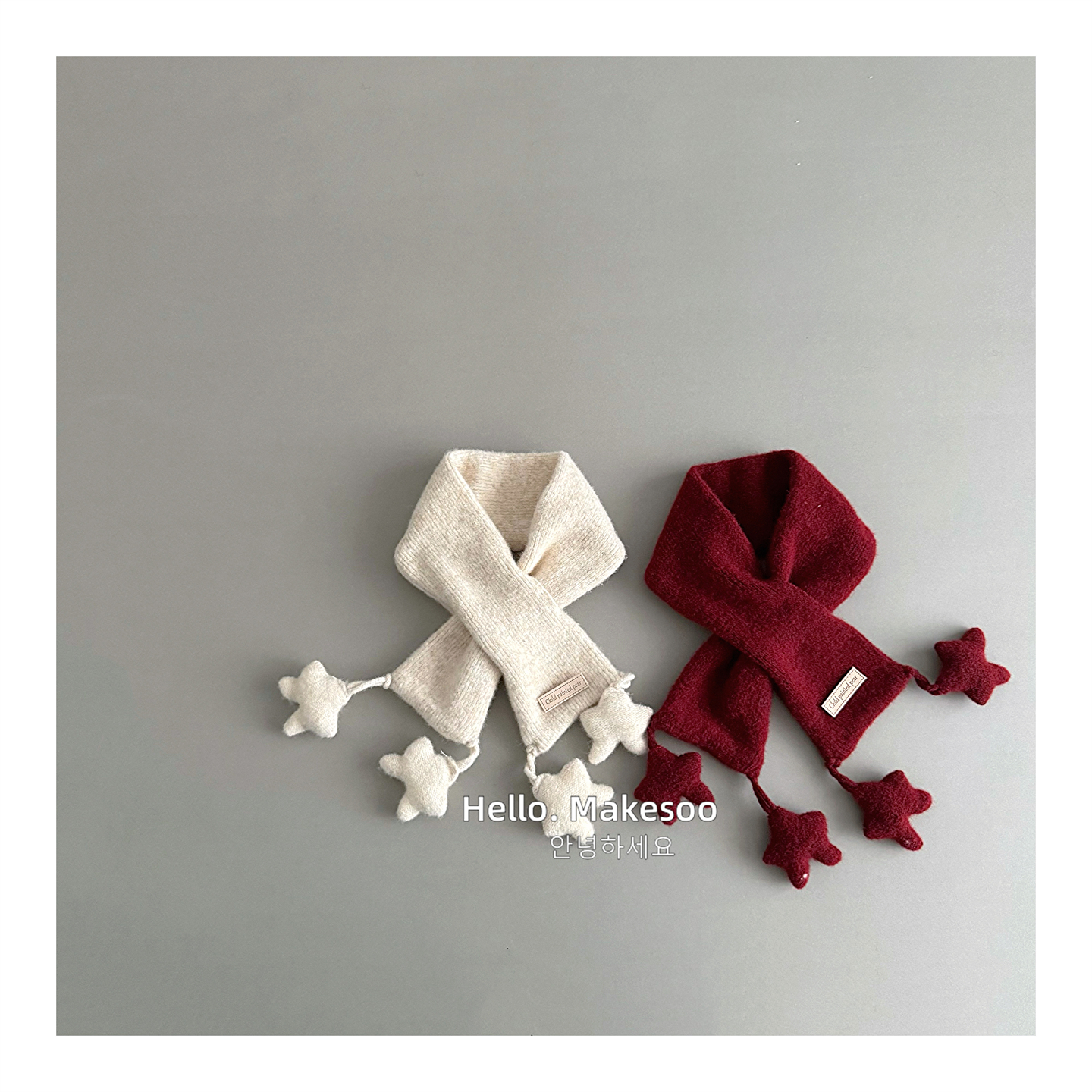 makesoo儿童围巾秋冬针织保暖巾