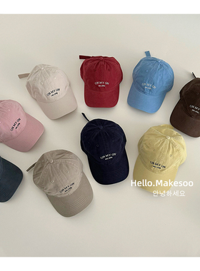 儿童帽子2025洋气字母刺绣软顶男童女宝户外穿搭棒球帽秋季鸭舌帽