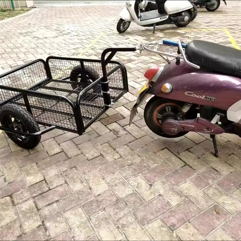 电动车后挂小拖车三轮牵引二轮车C子摩托后面快拆拖斗拉货摆摊旅