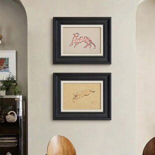 常玉金钱豹法式现代艺术小众装A饰画客厅餐边柜摆画卧室中古风画