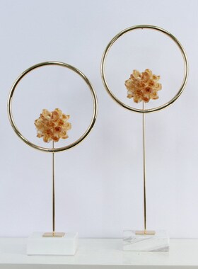 北欧轻奢几何紫水晶m花球摆件客厅玄关电视柜办公室乔迁装饰品摆