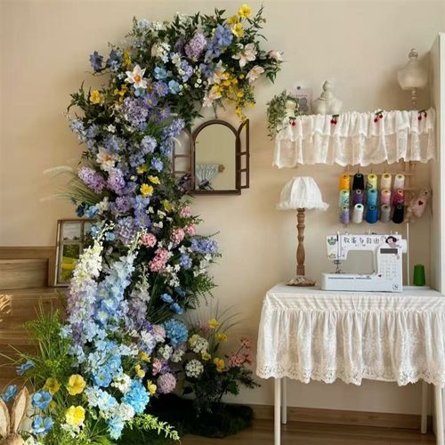 莫奈花园之窗仿真花瀑布婚礼造景布I置拱门橱窗网红门店打卡