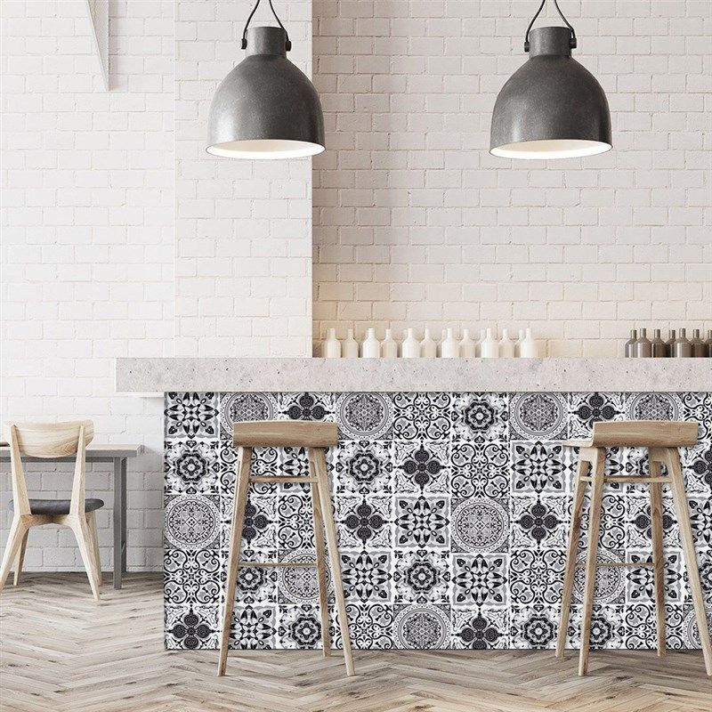 桌面楼梯家具翻新贴纸自粘s浅色黑白欧式花砖墙贴壁画免胶水RS016,家居饰品,软装墙贴,淘宝优惠券,粉丝福利购,淘宝优惠卷
