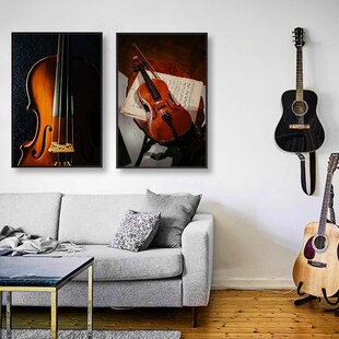 音乐主题b乐器挂画小提琴钢琴房间教室布置墙面装饰画书房艺术壁