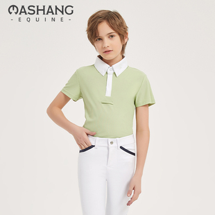 专业马术竞赛训练上衣BAS208 骑马短袖 Mashang Equine男童夏季