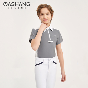 专业马术竞赛训练上衣HSM202 骑马短袖 Mashang Equine男童夏季