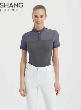 Mashang Equine女款夏季紫纱短袖T恤专业马术训练上衣HSW516