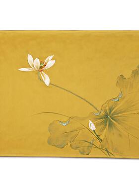 71tx纯手绘禅意茶盘盖布巾缎面布艺家用长方形盖茶杯防尘罩茶台具