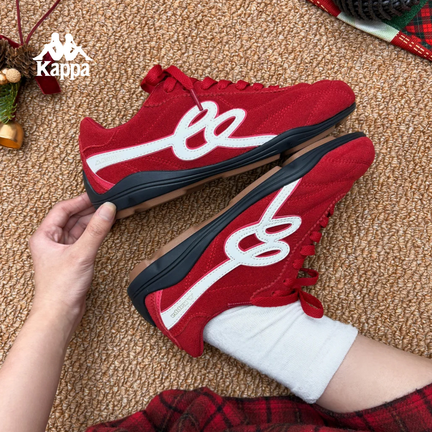Kappa K520女鞋红色运动鞋女款2026春季新款新年板鞋婚鞋德训鞋子,运动鞋new,运动休闲鞋,淘宝优惠券,粉丝福利购,淘宝优惠卷