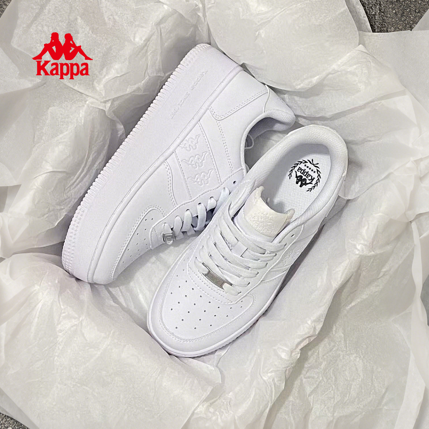 Kappa女款板鞋厚底白色运动鞋图片