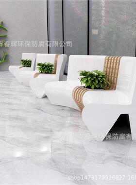 玻璃酒店仿纹花盆座椅商场影院木装饰钢美陈休34747闲椅息休区创