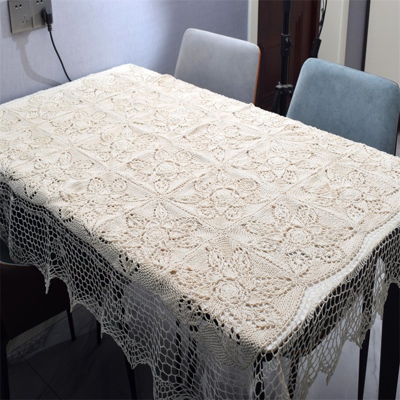 包邮处理欧式纯棉手工棒针长方形桌布防尘盖巾茶几餐桌布钢琴盖巾