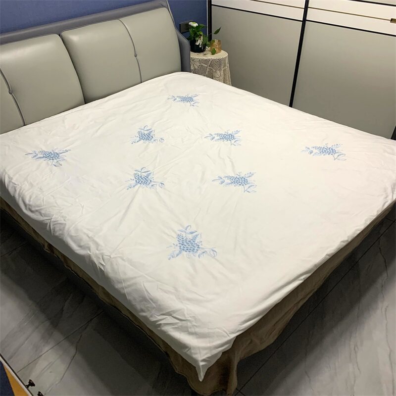 外贸绣花被套棉麻纯棉刺绣手工丝带绣被罩双人被套枕套床上用品