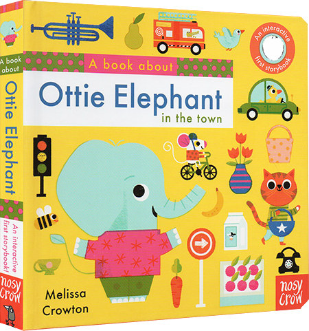 英文原版 A Book About Ottie Elephant in the Town 纸板触摸翻翻书 亲子互动 趣味问答系列 儿童活动图画书 大嘴鸟 Nosy Crow