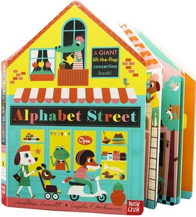 进口英文原版 Alphabet Street Board book 字母街 纸板书 长折页书 翻翻书 3-6岁 英语启蒙绘本图书 A-Z26个字母 现货