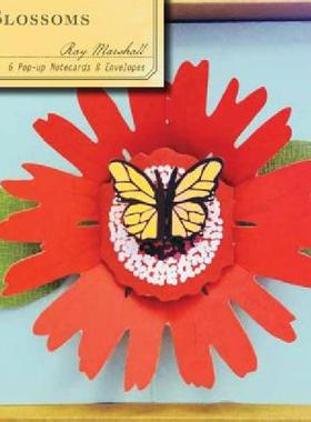 进口英文原版  Paper Blossoms Pop-Up Notecards by Ray Marshall 纸花立体书 现货