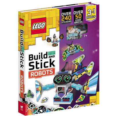 进口英文原版 乐高 LEGO Books 搭建和粘贴 机器人  Build and Stick Robots活动与玩具书 乐高拼装玩具  现货