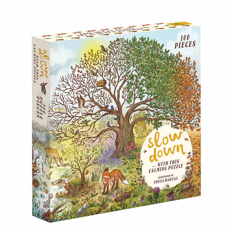 进口英文原版 放慢脚步Slow Down Jigsaw 100块拼图给你带来平静与专注 英语启蒙 精装 现货