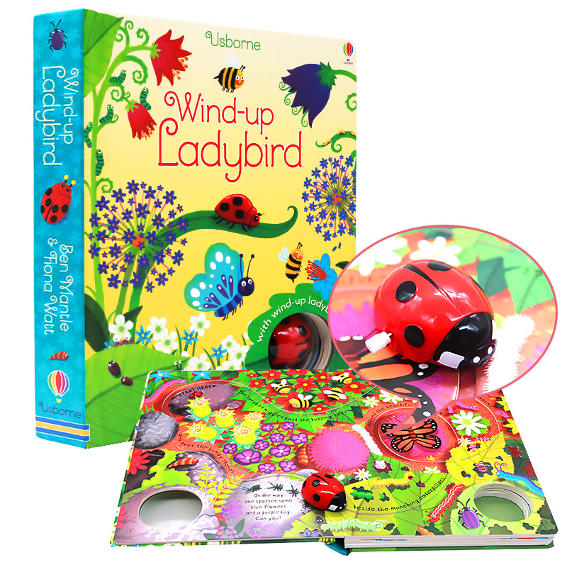 进口英文原版 Wind-up Ladybird 扭动发条轨道书儿童游戏玩具纸板书 附玩具 精装大开本 现货