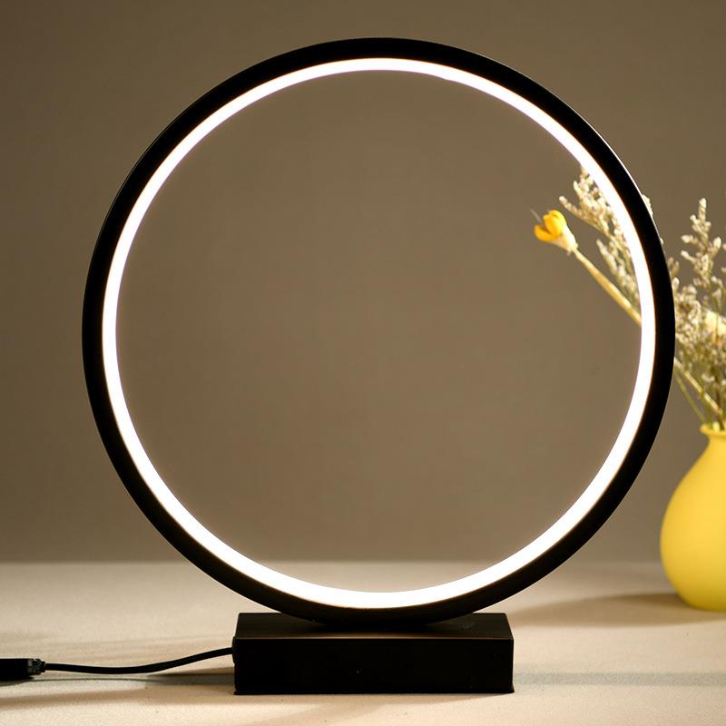 创意卧室床头书桌台灯北欧简约现代夜灯睡眠圆形led台灯装饰摆件