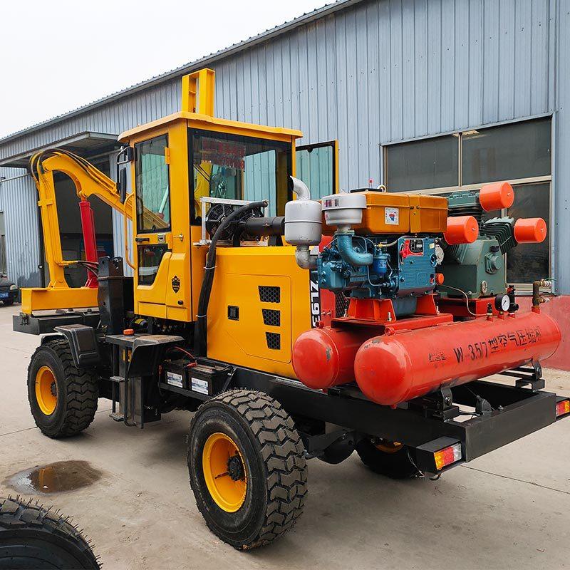 宁夏波形护栏打桩机 石嘴山公路围栏打桩机 固原护栏打拔一体机