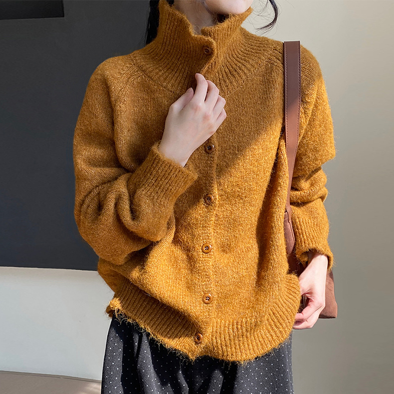 立领加厚开衫毛衣女2025秋冬新款