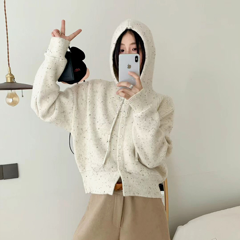 韩系学院风连帽针织衫开衫外套女