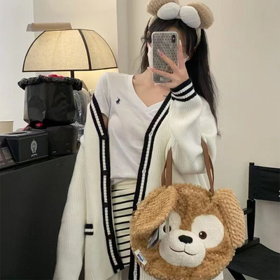 学院风撞色针织开衫女早秋冬季