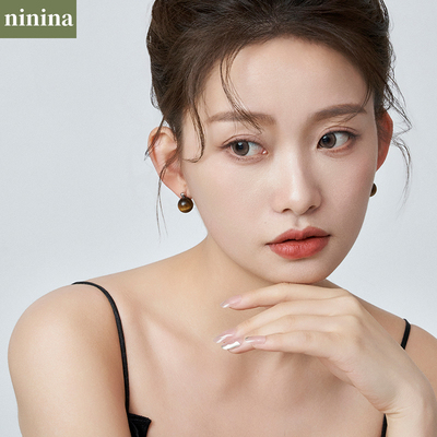 NININA天然虎眼石纯银耳钉高级感