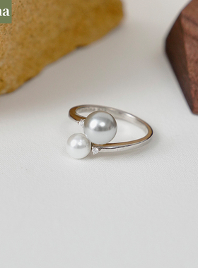 NININA双色施家珍珠戒指大小珠
