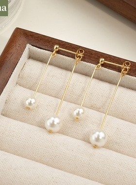 NININA施家珍珠长款流苏珍珠耳环女小众设计高级感耳饰新款潮耳钉