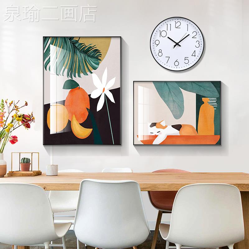 网红餐装饰画北欧现代兰迪植饭墙厅挂画轻奢莫物花卉餐厅面厅装饰图片